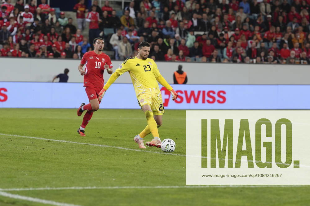 Stole Dimitrievski (Goalkeeper 23 MKD) during the UEFA Nations League match between Switzerland and North Macedonia at thermoplan arena on October 06, 2026 in Luzern, Switzerland.