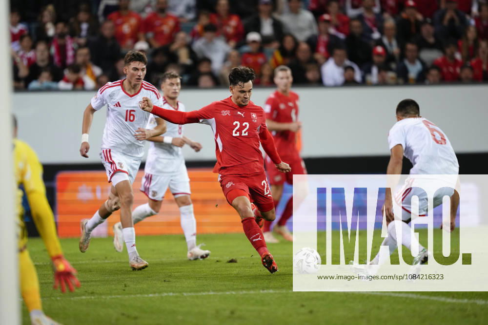 Fabian Rieder (22 SUI) in action during the UEFA Nations League match between Switzerland and North Macedonia at thermoplan arena on October 06, 2026 in Luzern, Switzerland.