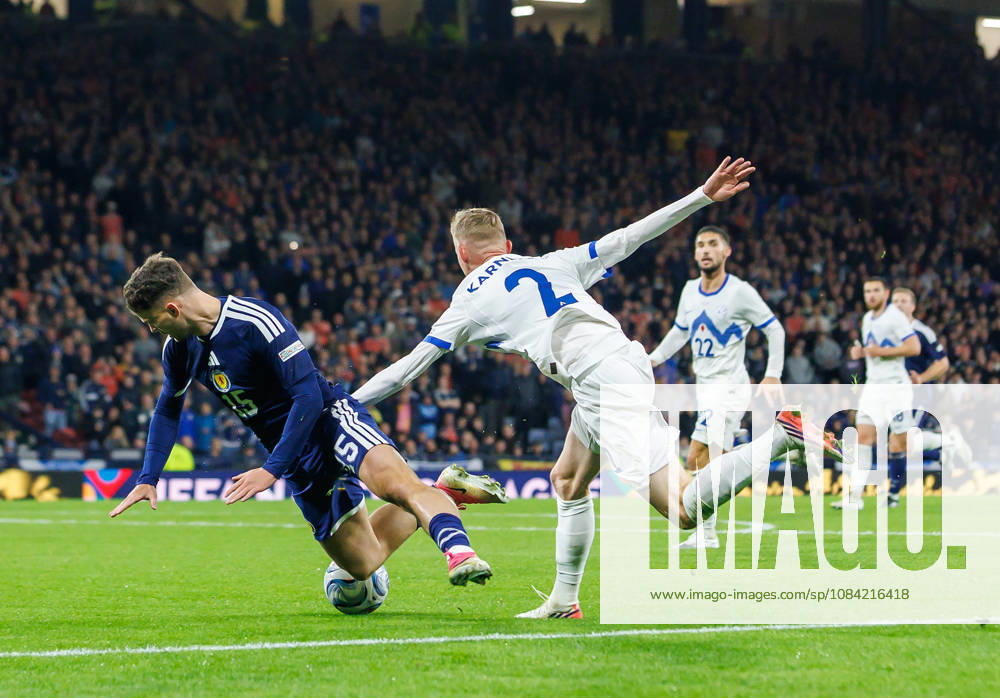 Scotland v Slovenia, UEFA Nations League, League B Group 1 : Josh McPake goes down but no penalty