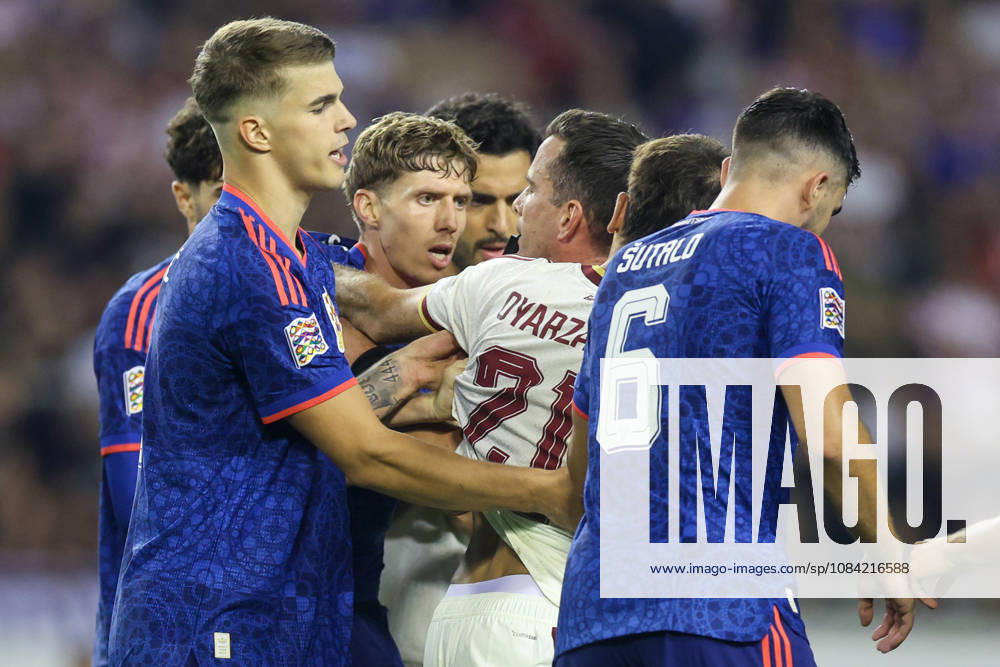 Croatia v Spain - UEFA Nations League 2026 27 Group A3 MD4 Luka Vuskovic of Croatia, Kristijan Jakic of Croatia and Mikel Oyarzabal of Spain during the UEFA Nations League 2026 27 group phase match between Croatia and Spain at Stadion Poljud on October 6, 2026 in Split, Croatia. SanjinxStrukic PIXSELL