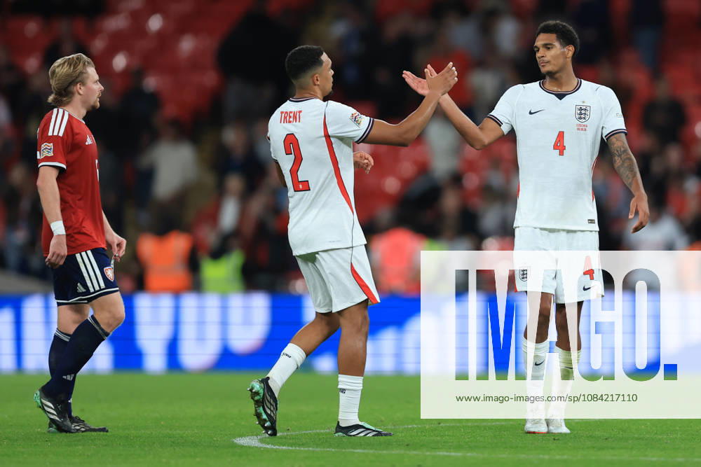 England v Czechia - UEFA Nations League 2026 27 Group A3 MD4 Trent Alexander-Arnold and Jarell Quansah of England celebrate after winning the UEFA Nations League 2026 27 group phase match between England and Czechia at Wembley Stadium on October 6, 2026 in London, England. London Wembley Stadium England United Kingdom