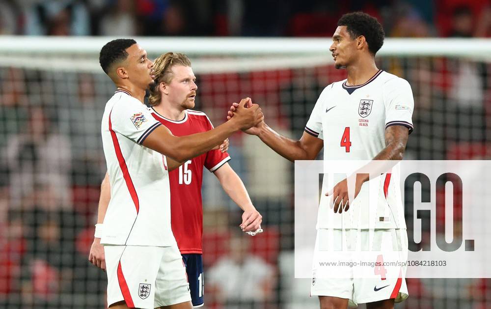 Trent Alexander-Arnold and Jarell Quansah of England shake hands at full time England v Czechia, UEFA Nations League, Football, Wembley Stadium, London, UK - 06 Oct 2026London Wembley Stadium United Kingdom
