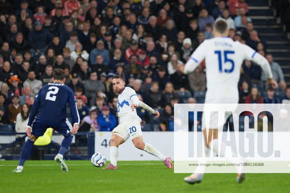 UK: Scotland v Slovenia, UEFA Nations League at Barclays Hampden, Glasgow, Scotland on 06 October 2026: Pictured: Aljosa Matko (Slovenia) crosses for Danijel Sturm (Slovenia) to score the winner Glasgow Barclays Hampden Scotland