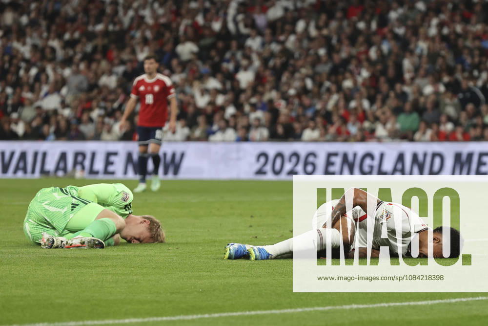 England v Czechia UEFA Nations League Lukas Hornicek of Czechia and Morgan Rogers of England lie injured a after colliding during the UEFA Nations League match at Wembley Stadium, London 06 10 2026 UK Newspapers OUT