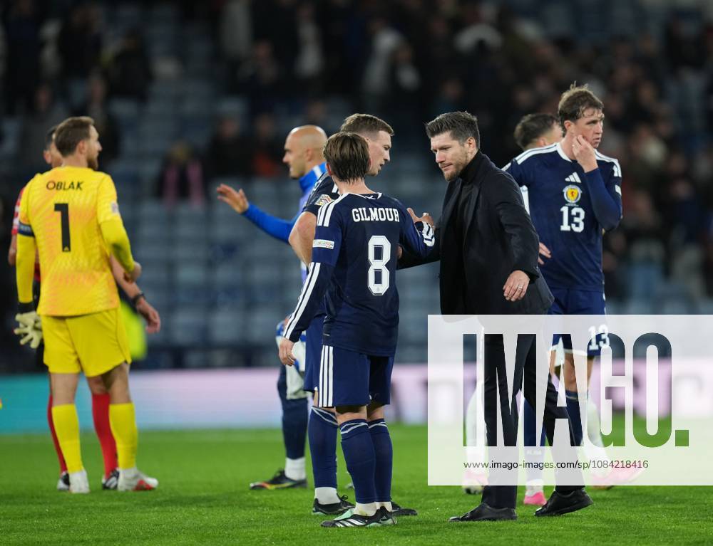 Billy Gilmour of Scotland and team mates with Scotland Manager Sebastien Pocognoli at full-time. Final score Scotland 1 Slovenia 2. Scotland v Slovenia, Football, UEFA Nation s League, Group B1, Hampden Park, Glasgow, UK, Hampden Park, Glasgow, Scotland, Scotland, UK - 06 Oct 2026Glasgow Hampden Park Scotland United Kingdom