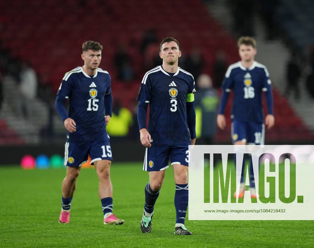 Scotland captain Andy Robertson walks off the pitch at full-time flanked by Josh McPake & Findlay Curtis of Scotland. Final score Scotland 1 Slovenia 2. Scotland v Slovenia, Football, UEFA Nation s League, Group B1, Hampden Park, Glasgow, UK, Hampden Park, Glasgow, Scotland, Scotland, UK - 06 Oct 2026Glasgow Hampden Park Scotland United Kingdom