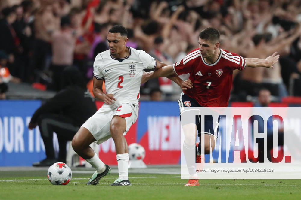 England v Czechia UEFA Nations League Trent Alexander-Arnold of England and Jiri Slama of Czechia in action during the UEFA Nations League match at Wembley Stadium, London 06 10 2026 UK Newspapers OUT