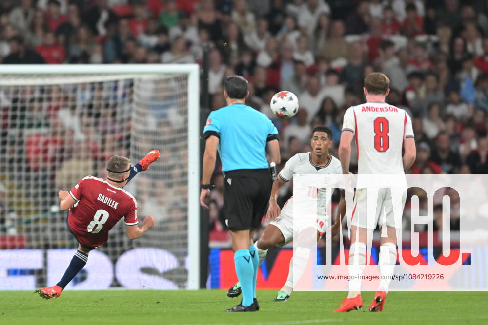 Michal Sadilek of Czechia clears the ball during the Nations League match between England and Czechia at Wembley Stadium, London, England on 6 October 2026.