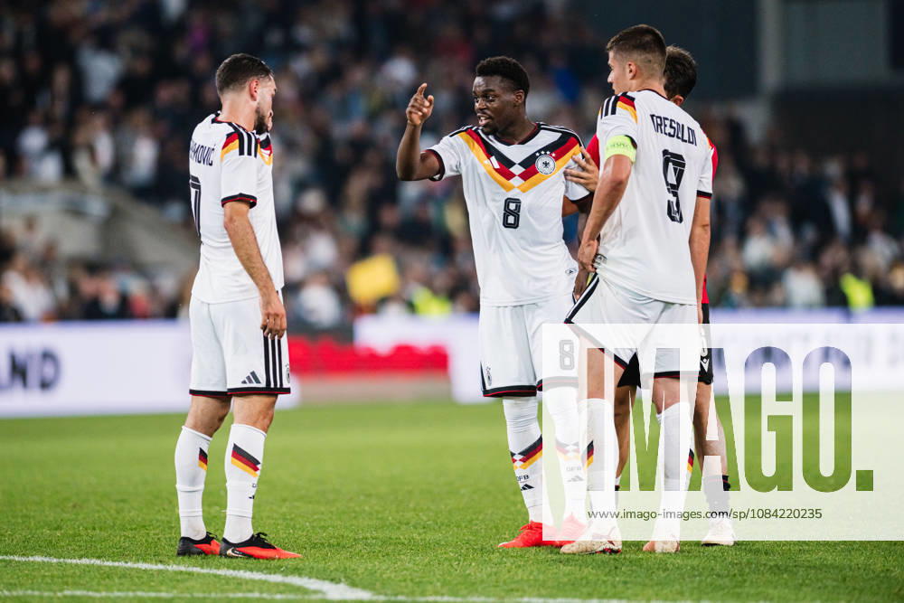 U-21 European Championship Qualifier: Germany vs. Georgia, October 6, 2026 Noel Aseko Germany, 8, Arijon Ibrahimovic Germany, 7, Nicolò Tresoldi Germany, 9 Soccer, U-21 European Championship Qualifiers, Matchday 10: Germany vs. Georgia on October 6, 2026, Bielefeld DFB REGULATIONS PROHIBIT ANY USE OF PHOTOGRAPHS AS IMAGE SEQUENCES AND OR QUASI-VIDEO