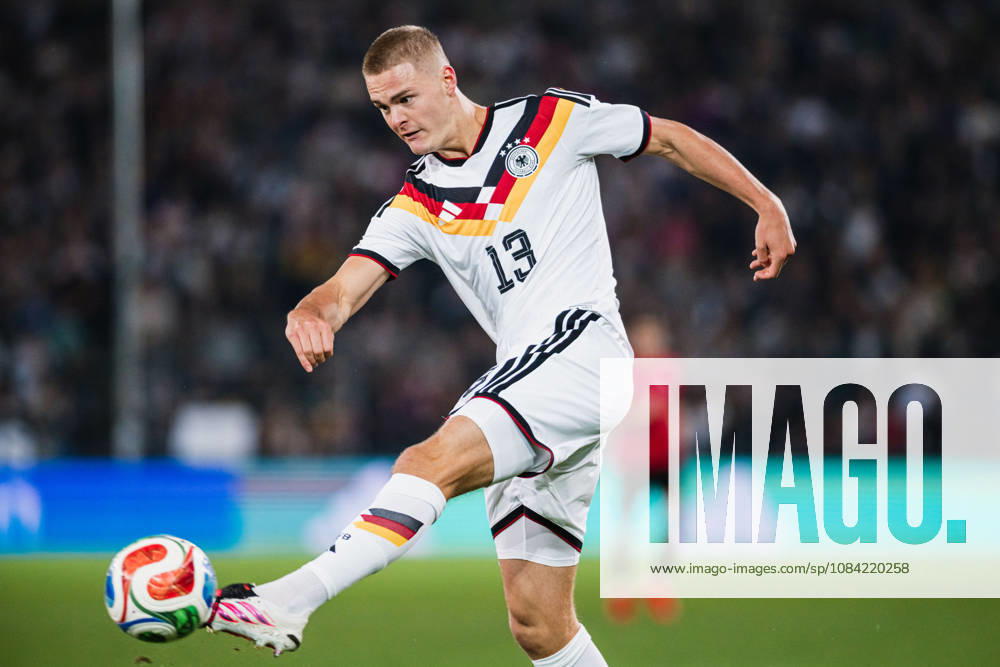 U-21 European Championship Qualifier: Germany vs. Georgia, October 6, 2026; Tom Rothe (Germany), No. 13, free kick, soccer shot, U-21 European Championship Qualifier, Matchday 10: Germany vs. Georgia on October 6, 2026, Bielefeld DFB REGULATIONS PROHIBIT ANY USE OF PHOTOGRAPHS AS IMAGE SEQUENCES AND OR QUASI-VIDEO