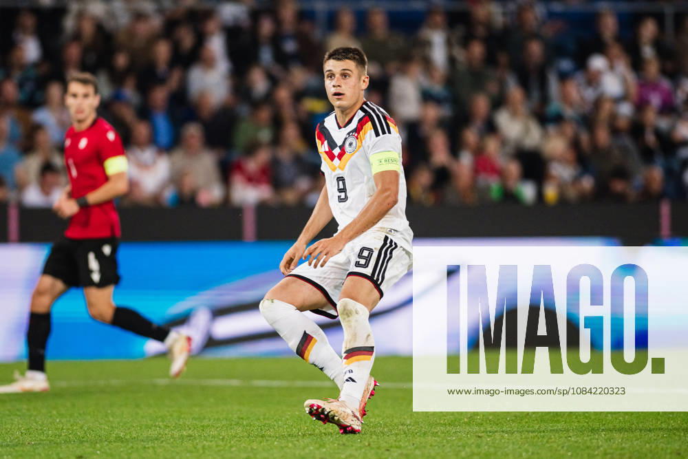 U-21 European Championship Qualifier: Germany vs. Georgia, October 6, 2026; Nicolò Tresoldi; Germany; 9 free kicks; soccer; U-21 European Championship Qualifier; Matchday 10: Germany vs. Georgia on October 6, 2026; Bielefeld DFB REGULATIONS PROHIBIT ANY USE OF PHOTOGRAPHS AS IMAGE SEQUENCES AND OR QUASI-VIDEO