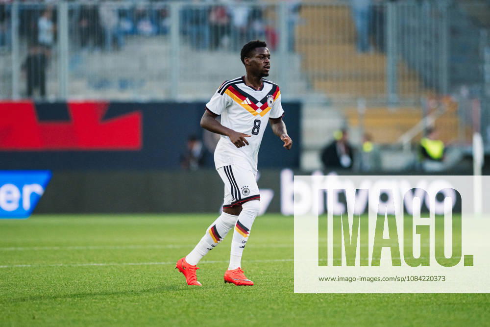 U-21 European Championship Qualifier: Germany vs. Georgia, October 6, 2026; Noel Aseko (Germany), 8; Football cutout; U-21 European Championship Qualifier, Matchday 10: Germany vs. Georgia on October 6, 2026; Bielefeld DFB REGULATIONS PROHIBIT ANY USE OF PHOTOGRAPHS AS IMAGE SEQUENCES AND OR QUASI-VIDEO