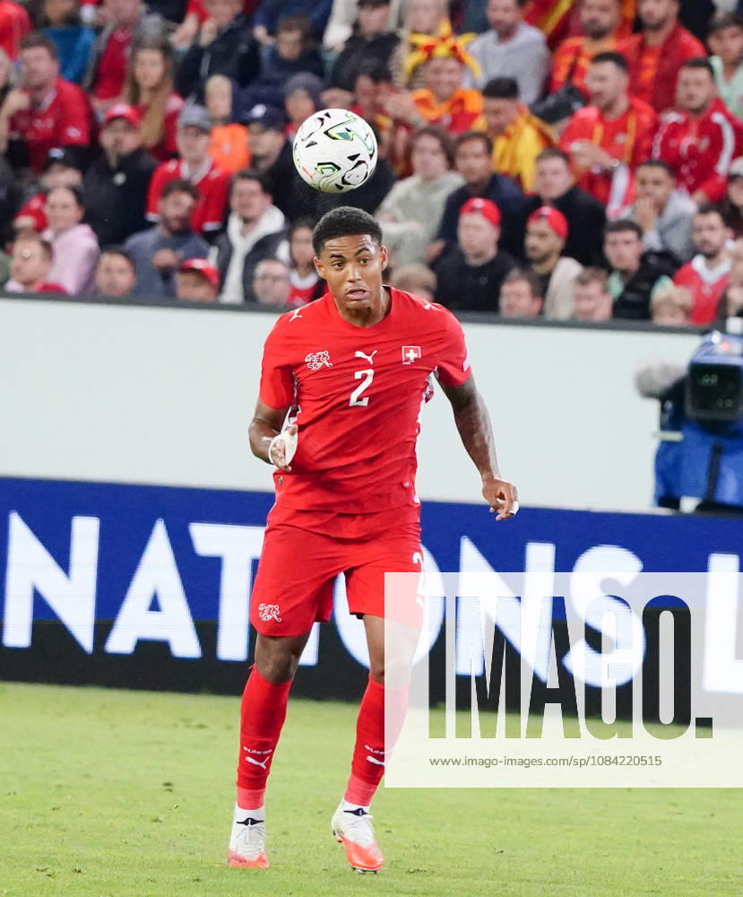 Lucerne, Switzerland, Thermoplan Arena, Men s Soccer, 2026–2027 Season, Nations League, Switzerland vs. North Macedonia, 3–0, Photo by Sascha Britschgi (SUI), Action: Tackle