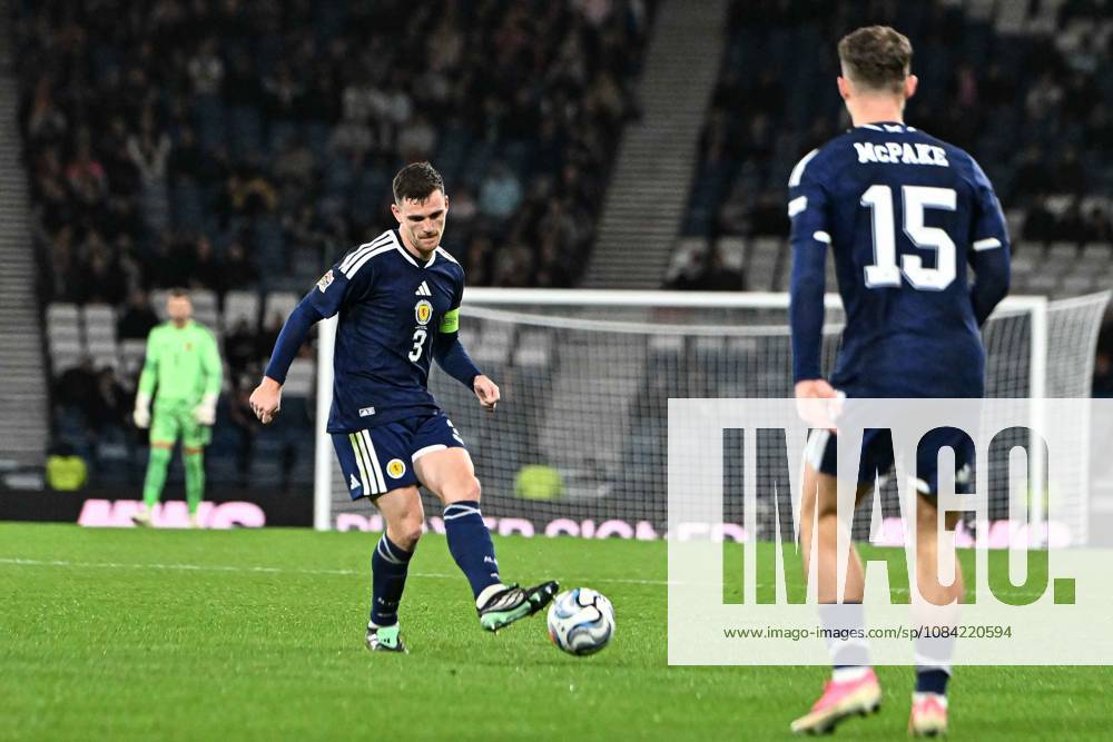 Scotland v Slovenia UEFA Nations League Andrew Robertson passes the ball to Josh McPake of Scotland during the UEFA Nations League match at Barclays Hampden, Glasgow 06 10 2026 UK Newspapers OUT