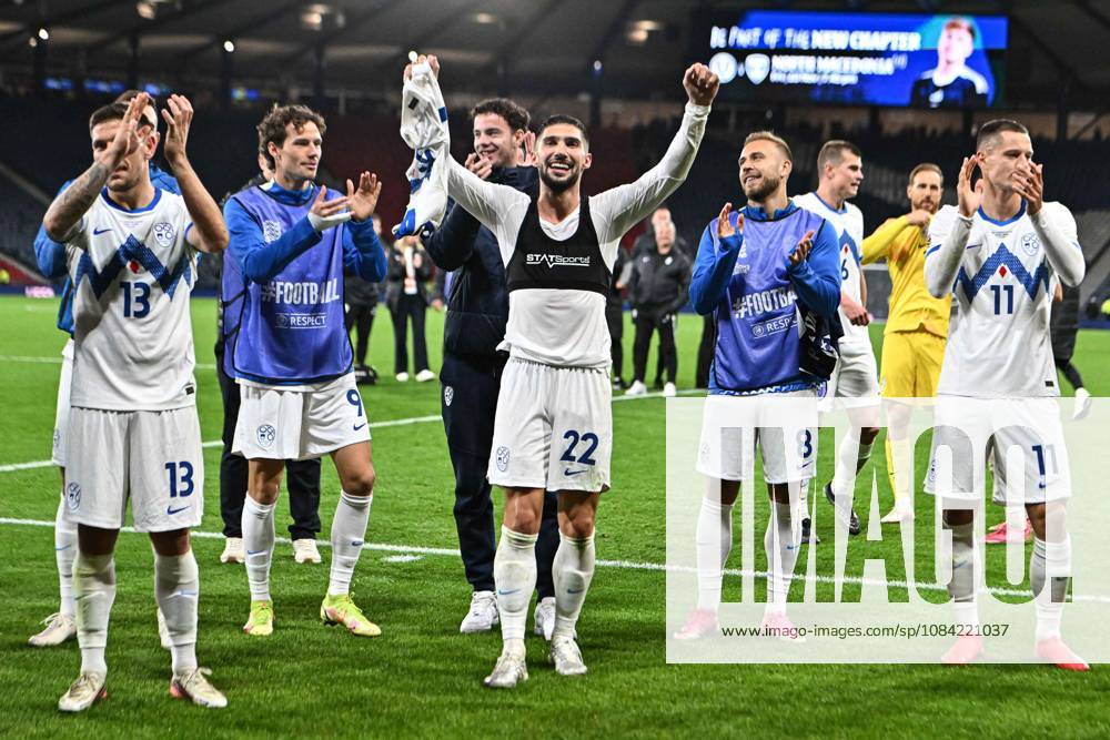 Scotland v Slovenia UEFA Nations League Players of Slovenia celebrate their sides win during the UEFA Nations League match at Barclays Hampden, Glasgow 06 10 2026 UK Newspapers OUT