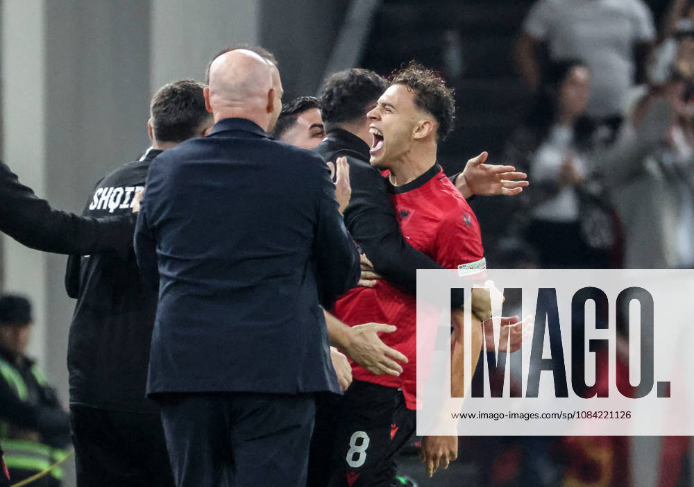 Albania vs San Marino UEFA Nations League 2026-2027 Group C1 Kristjan Asllani of Albania celebrate his opening goal for his team during the UEFA Nations League 2026-2027 group phase match between Albania and San Marino in Tirana, Albania on October 6, 2026 Tirana Albania