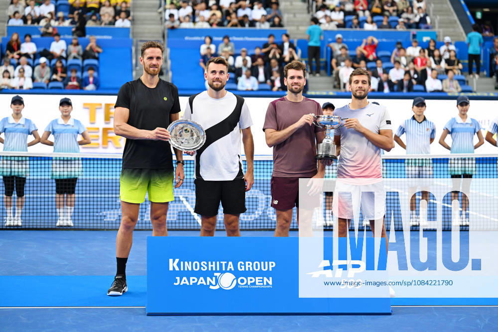 (L-R) Theo ARRIBAGE & Albano OLIVETTI (FRA), Austin KRAJICEK (USA) & Nikola MEKTIC (CRO), OCTOBER 6, 2026 - Tennis : Kinoshita Group Japan Open Tennis Championships 2026 Men s Doubles Award ceremony at Ariake Coliseum, Tokyo, Japan. Noxthirdxpartyxsales aflo_353767208 KenjiroxMatsuox