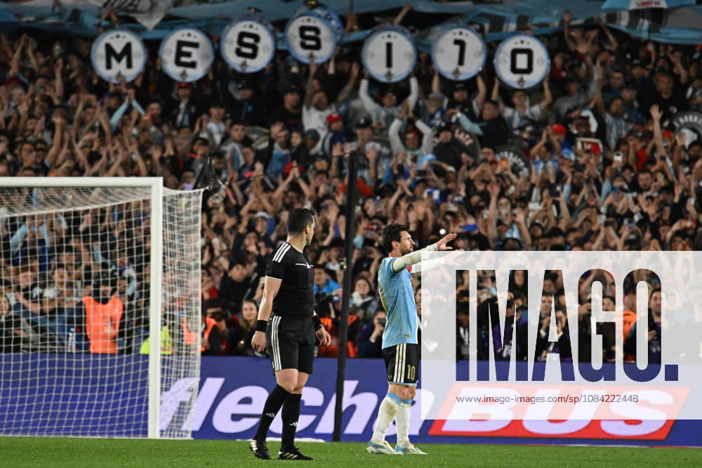 Lionel Messi farewell match BUENOS AIRES, ARGENTINA - OCTOBER 6: Lionel Messi of Argentina celebrate after scoring his third goal during his farewell match with the national team, Nationalteam at the International Friendly, Länderspiel, Nationalmannschaft match between Argentina Vs Benin at Monumental Stadium on October 6, 2026 in Buenos Aires, Argentina. Buenos Aires Estadio Monumental Antonio Liberti Buenos Aires Argentina