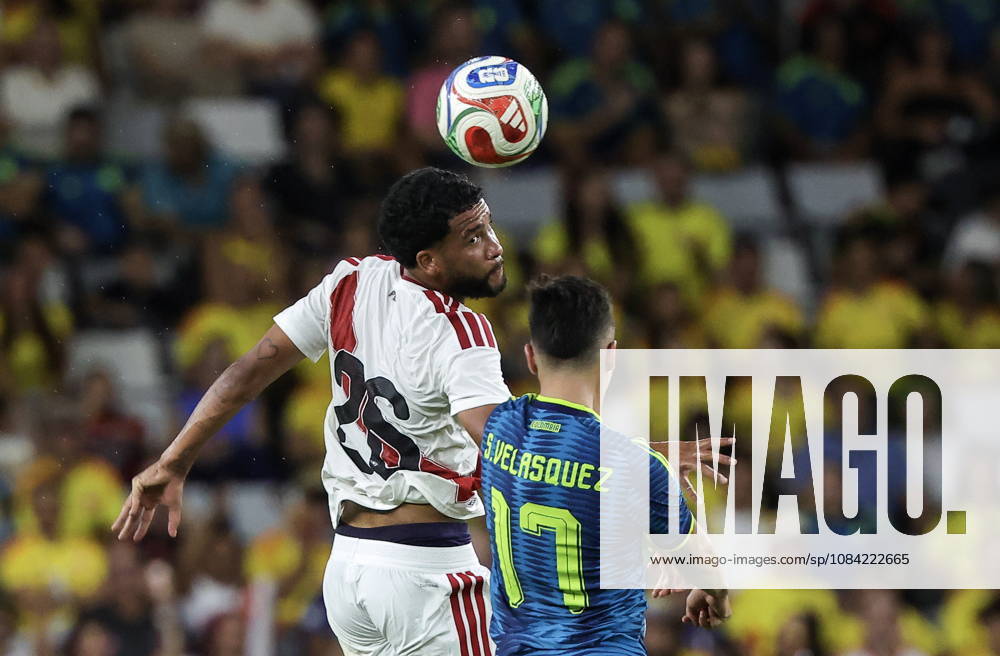 International soccer friendly - Colombia vs. Peru Peru midfielder Piero Magallanes (L) in action against Colombia midfielder Samuel Velasquez (R) during the international soccer friendly between Colombia and Peru at Nu Stadium in Miami, Florida, USA, 06 October 2026. MIAMI FLORIDA United States