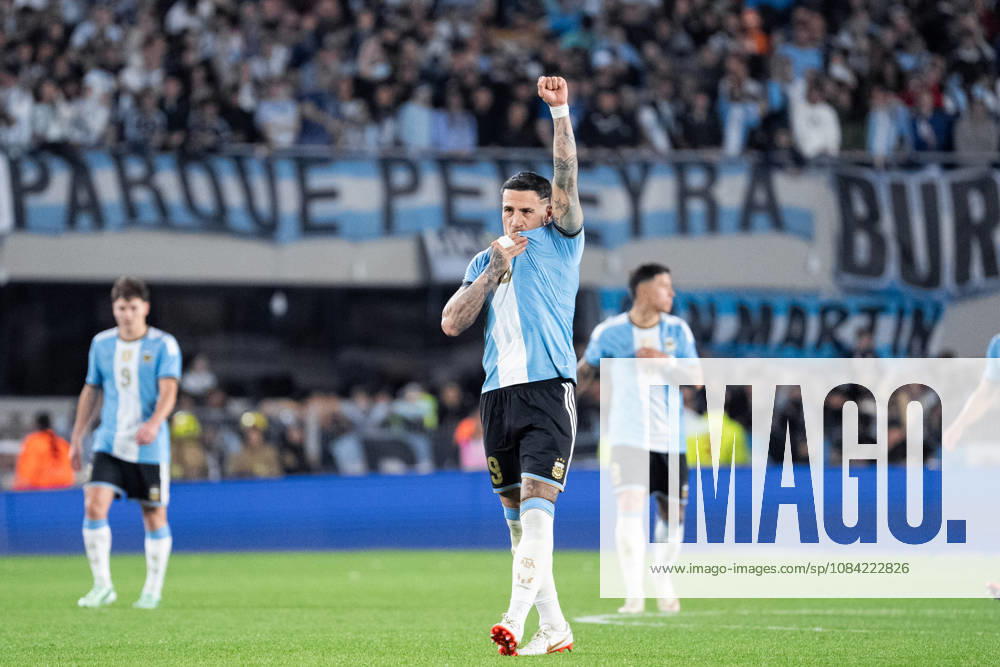Nicolas Otamendi of Argentina celebrates after scoring the team s first goal during the International Friendly, Länderspiel, Nationalmannschaft football match between Argentina and Benin at Estadio Monumental Antonio V. Liberti on October 06, 2026 in Buenos Aires, Argentina. (Photo by Richard Callis Sports Press Photo)