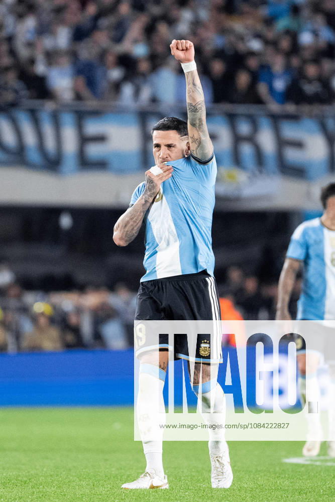 Nicolas Otamendi of Argentina celebrates after scoring the team s first goal during the International Friendly, Länderspiel, Nationalmannschaft football match between Argentina and Benin at Estadio Monumental Antonio V. Liberti on October 06, 2026 in Buenos Aires, Argentina. (Photo by Richard Callis Sports Press Photo)