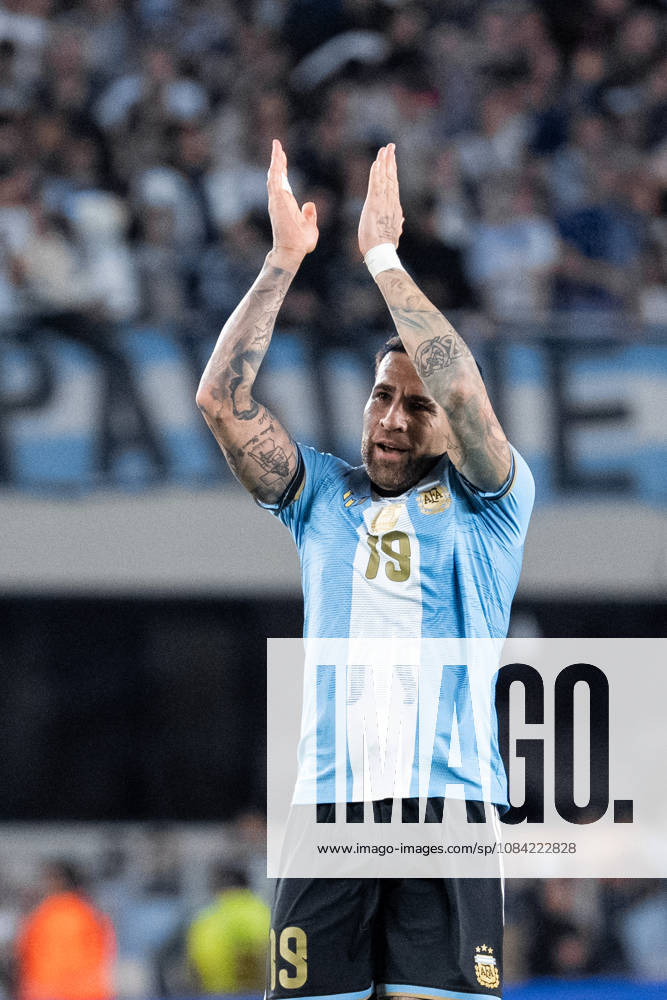 Nicolas Otamendi of Argentina celebrates after scoring the team s first goal during the International Friendly, Länderspiel, Nationalmannschaft football match between Argentina and Benin at Estadio Monumental Antonio V. Liberti on October 06, 2026 in Buenos Aires, Argentina. (Photo by Richard Callis Sports Press Photo)