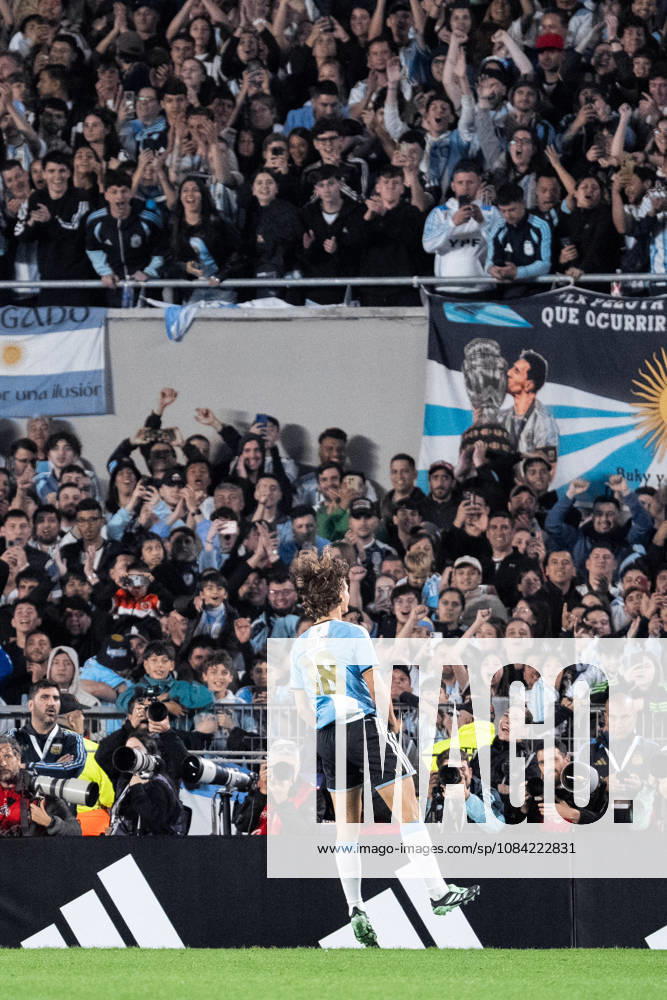 Nico Paz of Argentina celebrates after scoring the team s second goal during the International Friendly, Länderspiel, Nationalmannschaft football match between Argentina and Benin at Estadio Monumental Antonio V. Liberti on October 06, 2026 in Buenos Aires, Argentina. (Photo by Richard Callis Sports Press Photo)