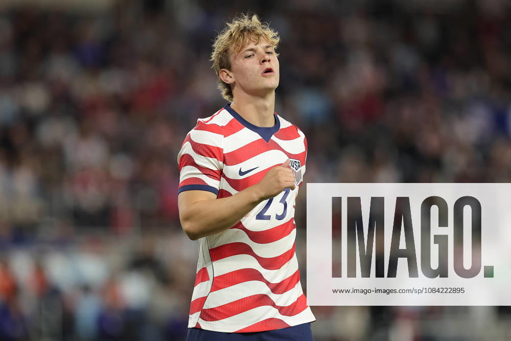 SAINT PAUL, MN - OCTOBER 06: United States Joe Scally (23) looks on during the second half of the mens friendly match between the U.S. national team, Nationalteam and Canadas national team on October 6th, 2026, at Allianz Field in Saint Paul, MN. (Photo by Bailey Hillesheim Icon Sportswire) SOCCER: OCT 06 USA vs Canada Icon20261006017