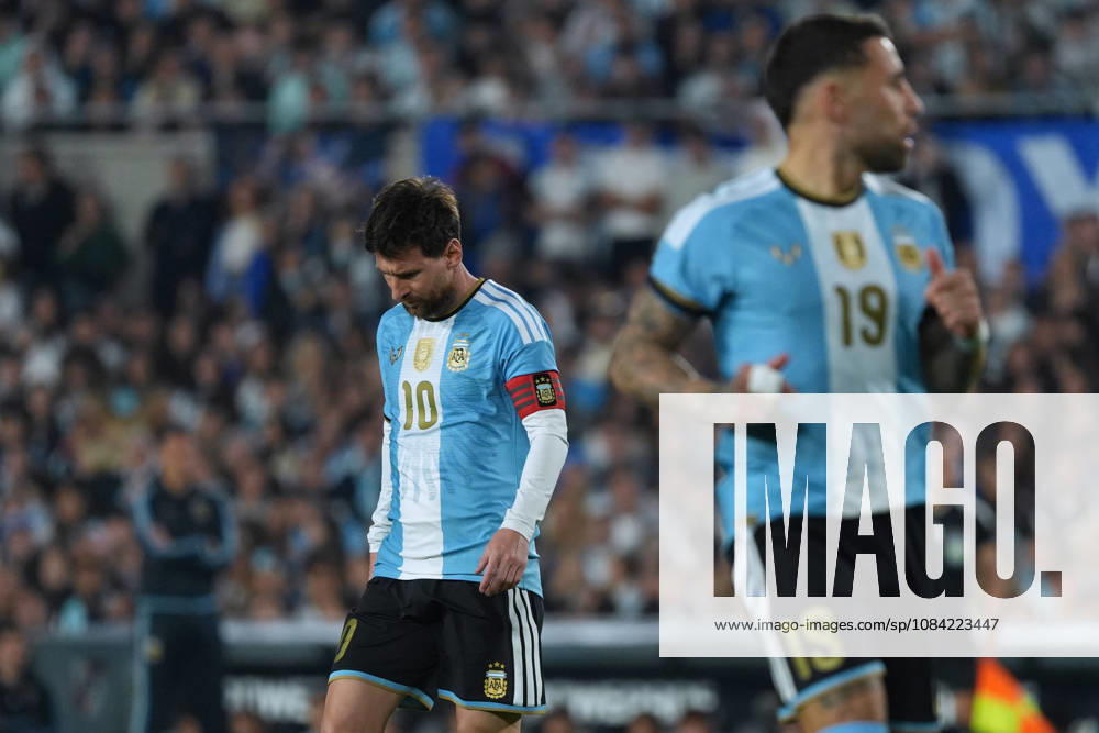 Messi bade farewell to Argentina in the friendly match against Benin BUENOS AIRES, ARGENTINA - OCTOBER 6: Argentine football legend and national team, Nationalteam captain Lionel Messi (10) gestures during his farewell match in front of over 80,000 spectators at the Monumental Stadium, in Buenos Aires, Argentina on October 6, 2026. Argentine football star Lionel Messi played his final international match, Länderspiel, Nationalmannschaft in the friendly game between Argentina and Benin. The 39-year-old walk onto the stadium pitch for the final time in the sky-blue and white jersey, entering his farewell as Argentina s record appearance-maker and leading scorer with 207 caps and 125 goals. Luciano Gonzalez Anadolu Buenos Aires Argentina. Editorial use only. Please get in touch for any other usage.