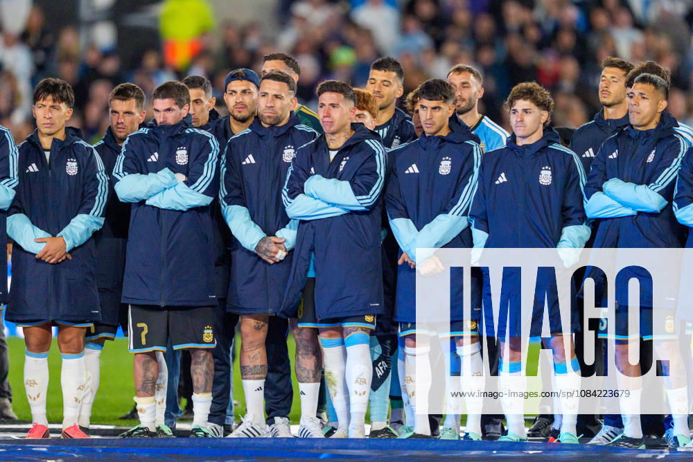 Benin v Argentina BUENOS AIRES, ARGENTINA - OCTOBER 6: Enzo Fernandez 24, Julian Alvarez 9, Nicolas Otamendi 19, Rodrigo de Paul 7 and Leandro Paredes 5 of Argentina react to Messi s speech after a game between Benin and Argentina at Estadio Monumental on October 6, 2026 in Buenos Aires, Argentina Buenos Aires Estadio Monumental Argentina