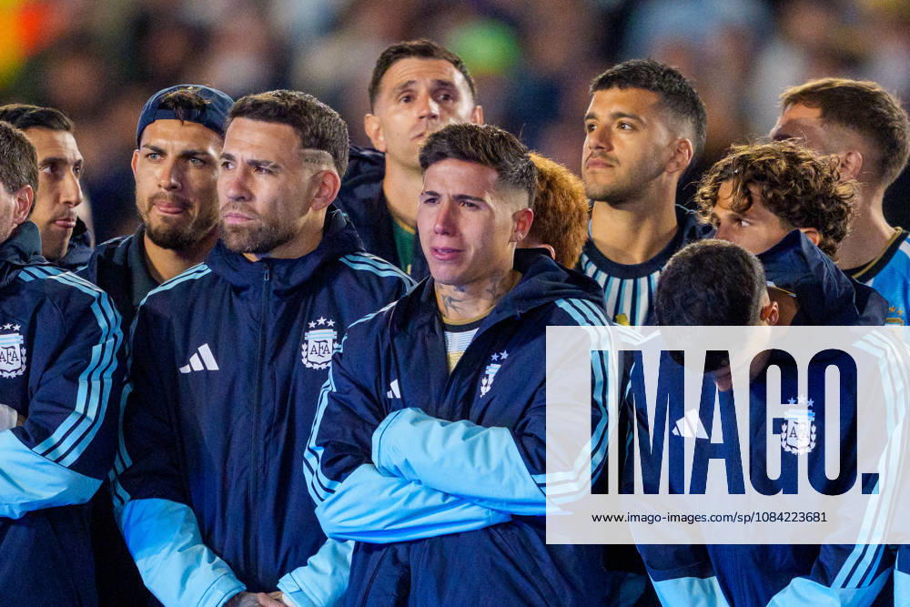 Benin v Argentina BUENOS AIRES, ARGENTINA - OCTOBER 6: Enzo Fernandez 24 of Argentina cries to Messi s speech after a game between Benin and Argentina at Estadio Monumental on October 6, 2026 in Buenos Aires, Argentina Buenos Aires Estadio Monumental Argentina