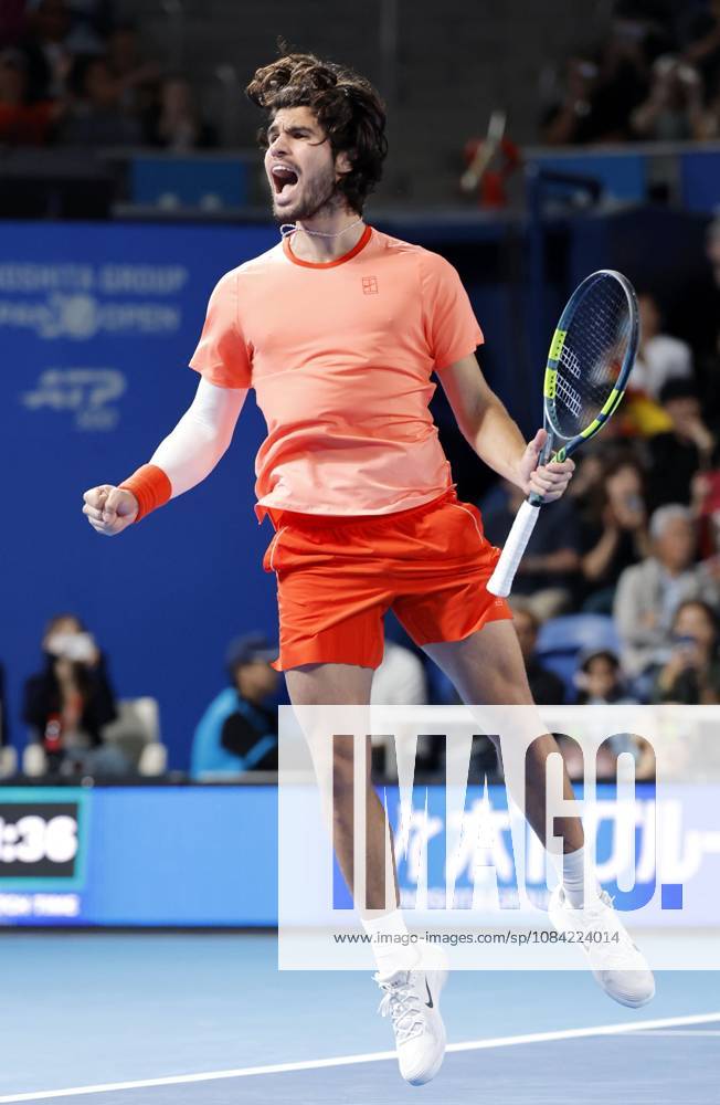 Tennis: Japan Open Carlos Alcaraz of Spain reacts after beating Jiri Lehecka of the Czech Republic in the men s singles final at the Japan Open tennis tournament at Ariake Tennis Forest Park in Tokyo on Oct. 6, 2026. A14AA0005630267P