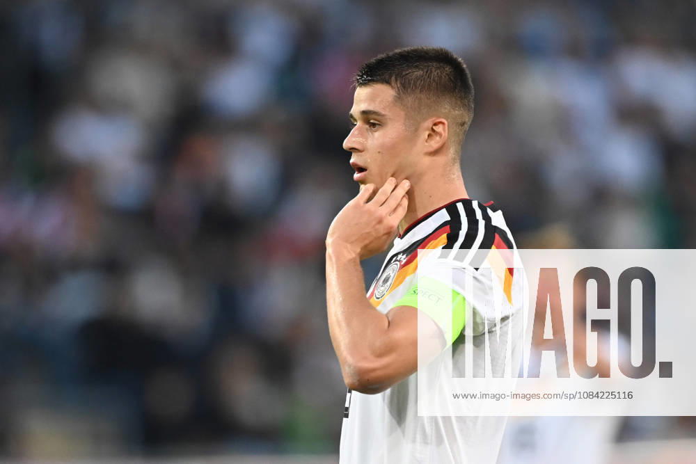 Nicolo TRESOLDI GER half-figure, half-body, single image, cropped single subject, gestures, gesturing, soccer international match, U21, European Championship Qualifiers, Germany vs. Georgia 2–0 on October 6, 2026, Schüco Arena, Bielefeld, Â
