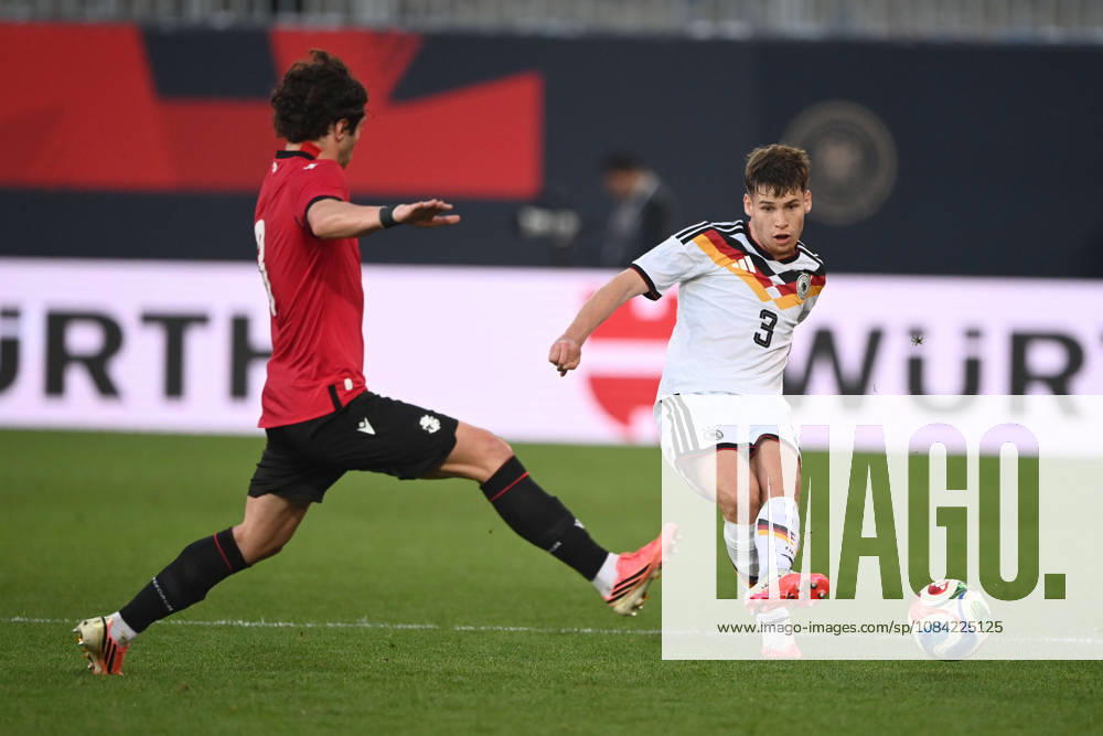 Lukas ULLRICH (GER) vs. Dato BUKIA (GEO) – Action, Tackle, International Soccer Match, U21, European Championship Qualifier, Germany vs. Georgia 2–0 on October 6, 2026, Schueco Arena, Bielefeld, Â