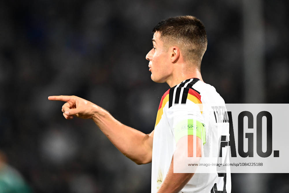 Nicolo TRESOLDI GER half-figure, half-body, single image, cropped single subject, gestures, gesturing, soccer international match, U21, European Championship Qualifiers, Germany vs. Georgia 2–0 on October 6, 2026, Schüco Arena, Bielefeld, Â