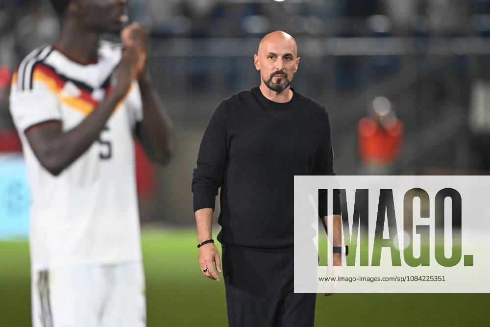 Victory celebrations, cheers, celebrating, joy, cheers, National Team Coach Antonio DI SALVO GER soccer international match, U21, European Championship Qualifiers, Germany vs. Georgia 2–0 on October 6, 2026, Schüco Arena, Bielefeld, Â