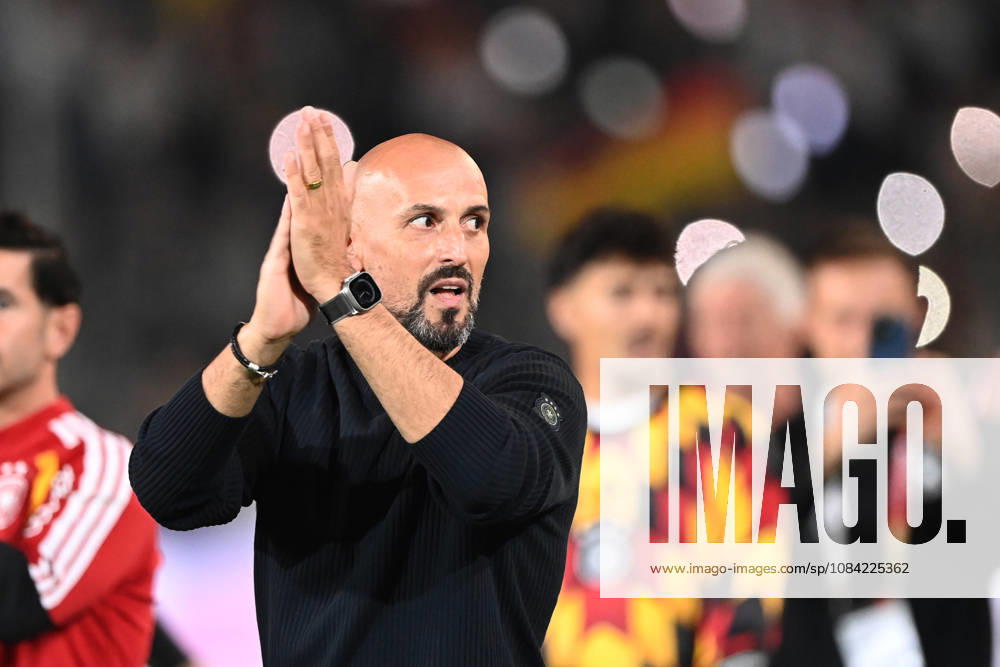 Victory celebrations, cheers, celebrating, joy, cheers, National Team Coach Antonio DI SALVO GER soccer international match, U21, European Championship Qualifiers, Germany vs. Georgia 2–0 on October 6, 2026, Schüco Arena, Bielefeld, Â