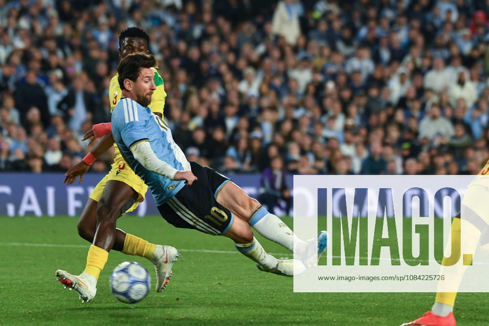 BUENOS AIRES, ARGENTINA 6 OCTOBER: Argentine footballer Lionel Messi has just struck the ball in the oppositions penalty area, during a friendly match between Argentina and Benin at the Estadio Monumental Antonio V. Liberti on 6 October 2026 in Buenos Aires, Argentina.