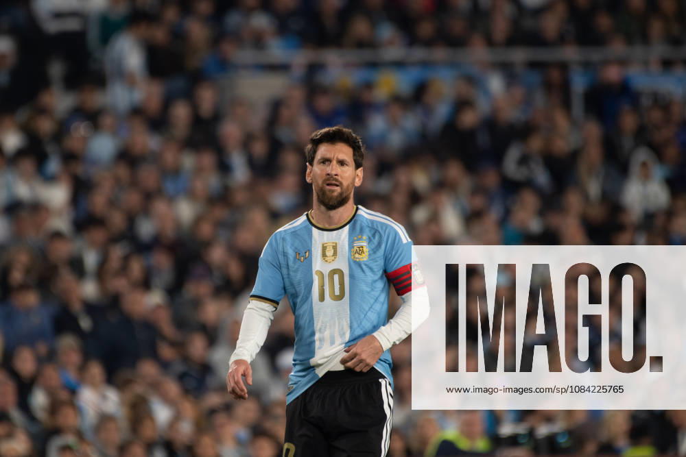 Lionel Messi, an Argentine player,laments a shot that almost resulted in a goal during a friendly match between Argentina and Benin at Estadio Monumental Antonio V. Liberti on October 6, 2026 in Buenos Aires, Argentina.