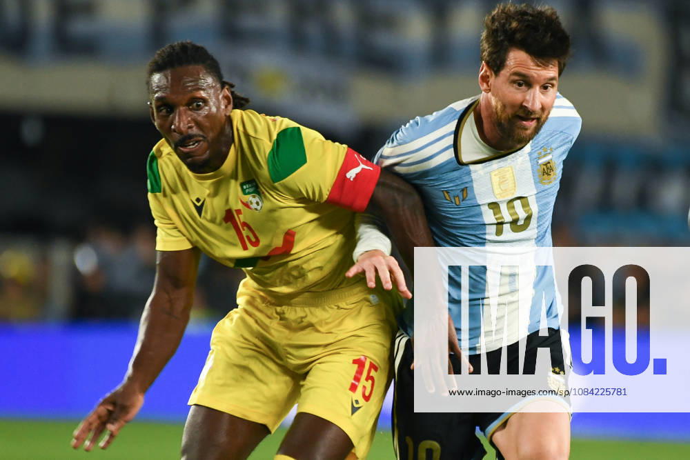 BUENOS AIRES, ARGENTINA 6 OCTOBER: Argentine player Lionel Messi and Benins Sessi DAlmeida battle fiercely for the ball during a friendly match between Argentina and Benin at the Estadio Monumental Antonio V. Liberti on 6 October 2026 in Buenos Aires, Argentina.