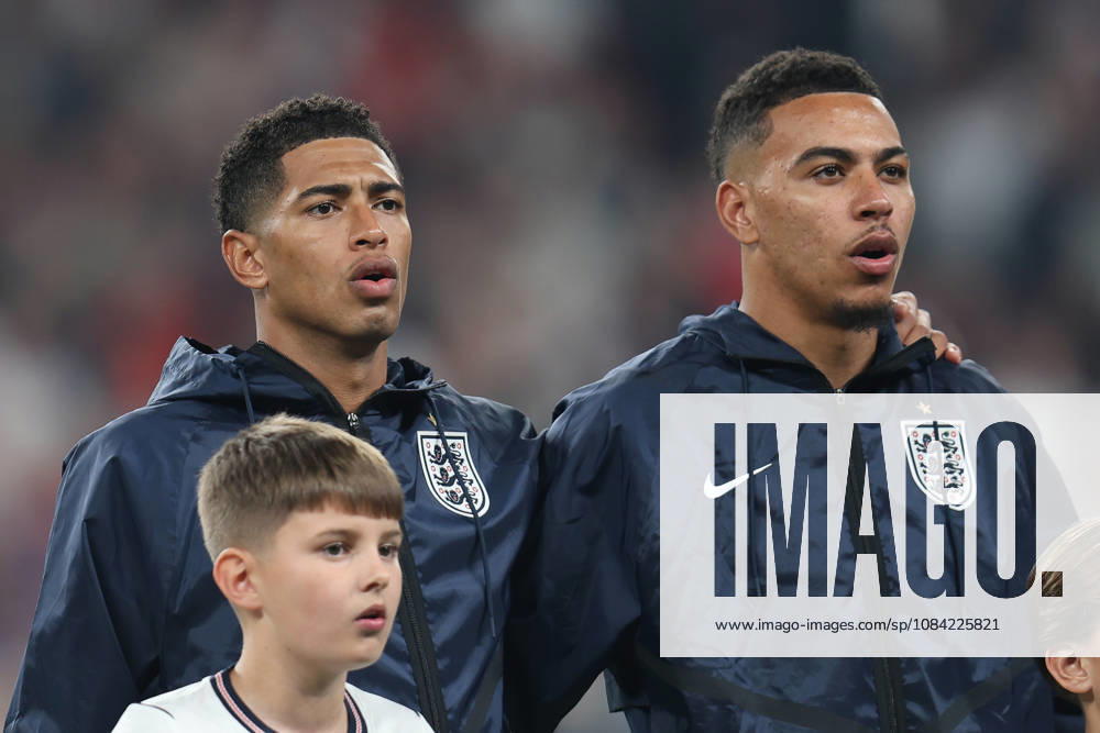 Jude Bellingham and Morgan Rogers of England during the UEFA Nations League 2026 27 group phase match between England and Czechia at Wembley Stadium on October 6, 2026 in London, England.
