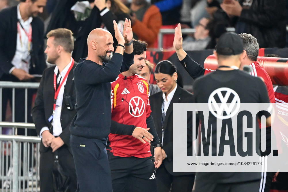 Victory celebrations, cheers, celebrating, joy, cheers, National Team Coach Antonio DI SALVO GER soccer international match, U21, European Championship Qualifiers, Germany vs. Georgia 2–0 on October 6, 2026, Schüco Arena Bielefeld, Â