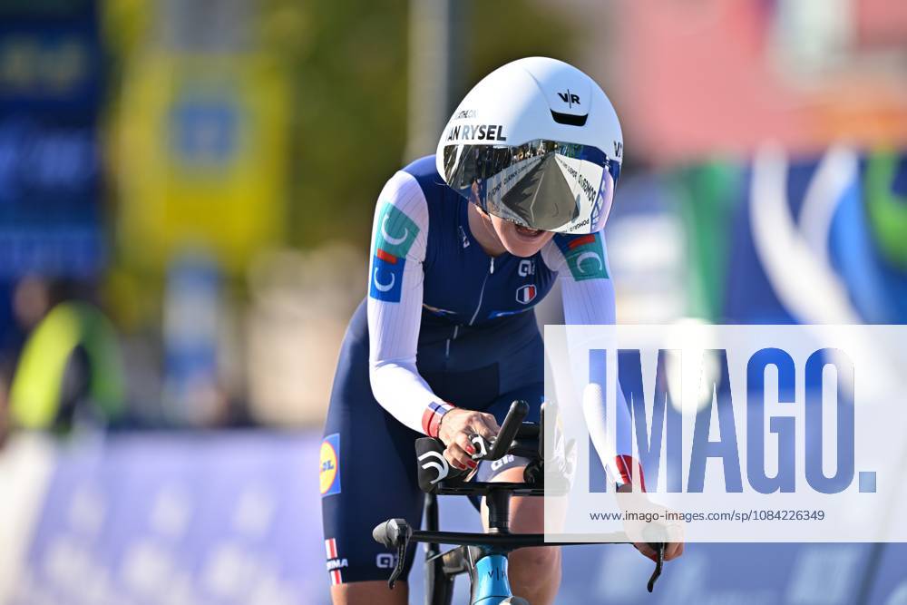 France s Noemie Martinet pictured in action during the Women Junior Individual Time Trial race (22km) at the cycling UEC Road European Championships, in Ljubljana, Slovenia, on Wednesday 7 October 2026. The UEC Road European Championships are taking place from 02 to 07 October in Ljubljana, Slovenia. DAVIDxPINTENS x189032438x