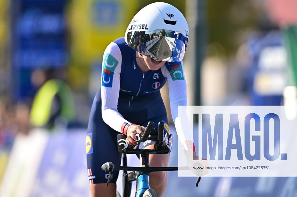 France s Noemie Martinet pictured in action during the Women Junior Individual Time Trial race (22km) at the cycling UEC Road European Championships, in Ljubljana, Slovenia, on Wednesday 7 October 2026. The UEC Road European Championships are taking place from 02 to 07 October in Ljubljana, Slovenia. DAVIDxPINTENS x189032437x