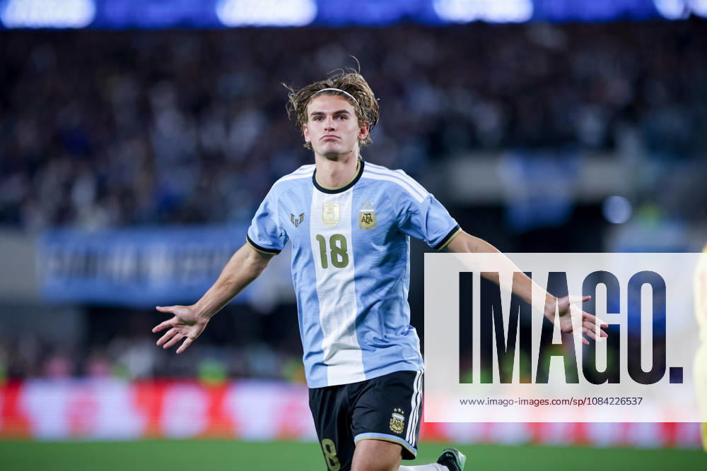 The last match of Messi in Buenos Aires, Argentina - 06 Oct 2026 Nicolas Paz of Argentina celebrates his goal during the match between Argentina and Benin International Friendly, Länderspiel, Nationalmannschaft match, The last match of Messi with Argentina national team, Nationalteam Final score: Argentina 3 - 0 Benin Buenos Aires Argentina