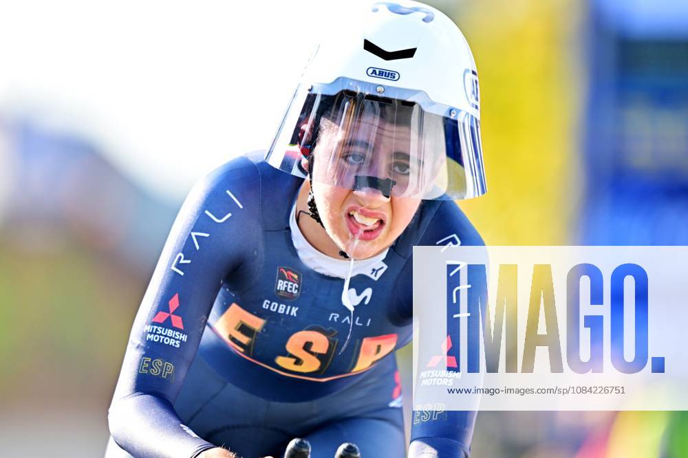 Spain s Alejandra Neira Dominguez crosses the finish line to win the Women Junior Individual Time Trial race (22km) at the cycling UEC Road European Championships, in Ljubljana, Slovenia, on Wednesday 7 October 2026. The UEC Road European Championships are taking place from 02 to 07 October in Ljubljana, Slovenia. DAVIDxPINTENS x189033665x