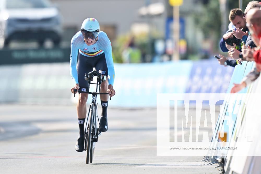 Belgium s Sander Willems crosses the finish line of the Men Junior Individual Time Trial race (22km) at the cycling UEC Road European Championships, in Ljubljana, Slovenia, on Wednesday 7 October 2026. The UEC Road European Championships are taking place from 02 to 07 October in Ljubljana, Slovenia. DAVIDxPINTENS x189034499x