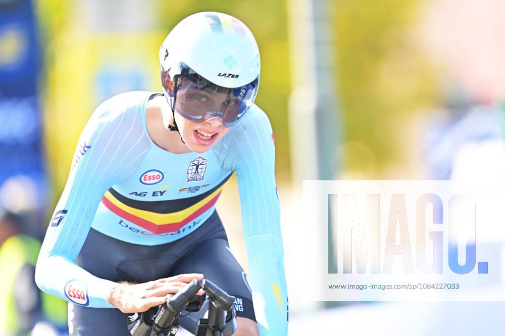 Belgium s Sander Willems crosses the finish line of the Men Junior Individual Time Trial race (22km) at the cycling UEC Road European Championships, in Ljubljana, Slovenia, on Wednesday 7 October 2026. The UEC Road European Championships are taking place from 02 to 07 October in Ljubljana, Slovenia. DAVIDxPINTENS x189034589x