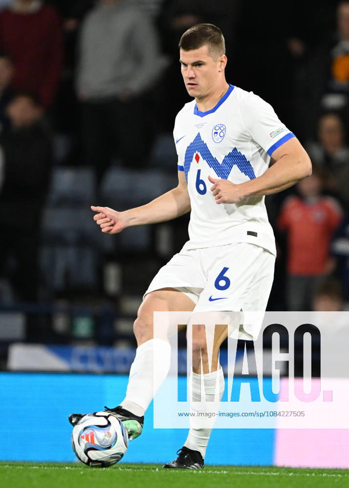 Glasgow, Scotland, 6th October 2026. Jaka Bijol of Slovenia during the Scotland vs Slovenia UEFA Nations League match at Hampden Park, Glasgow. Picture credit should read: Neil Hanna Sportimage . SPI_127_NH_Scotland_Slovenia SPI-5054-0127