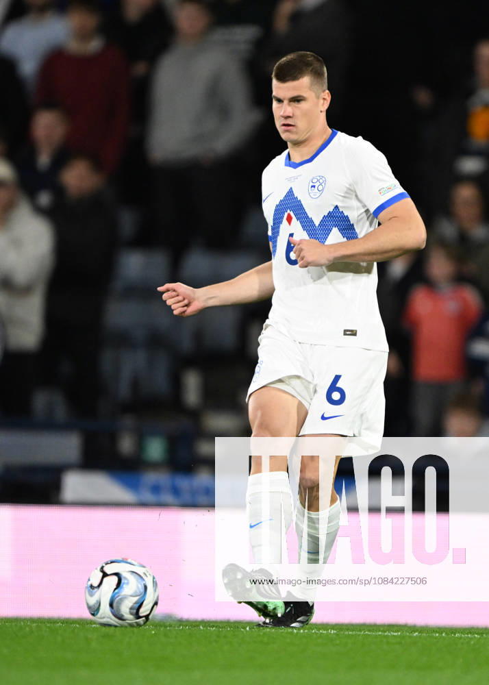 Glasgow, Scotland, 6th October 2026. Jaka Bijol of Slovenia during the Scotland vs Slovenia UEFA Nations League match at Hampden Park, Glasgow. Picture credit should read: Neil Hanna Sportimage . SPI_128_NH_Scotland_Slovenia SPI-5054-0128